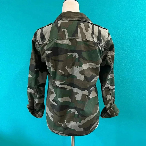 J. Crew Green Camo Camouflage Military Canvas Shirt Pocket Utility Jacket Sz XS - Picture 3 of 5